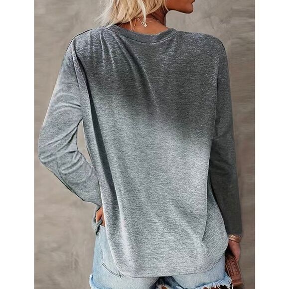 NWT Woman’s SZ S Gray Ombré “NOPE NOT TODAY” Casual Top Blouse - Picture 2 of 4
